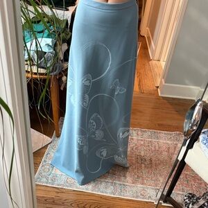 Vintage Blue Butterfly Print Skirt Miss Shaheen